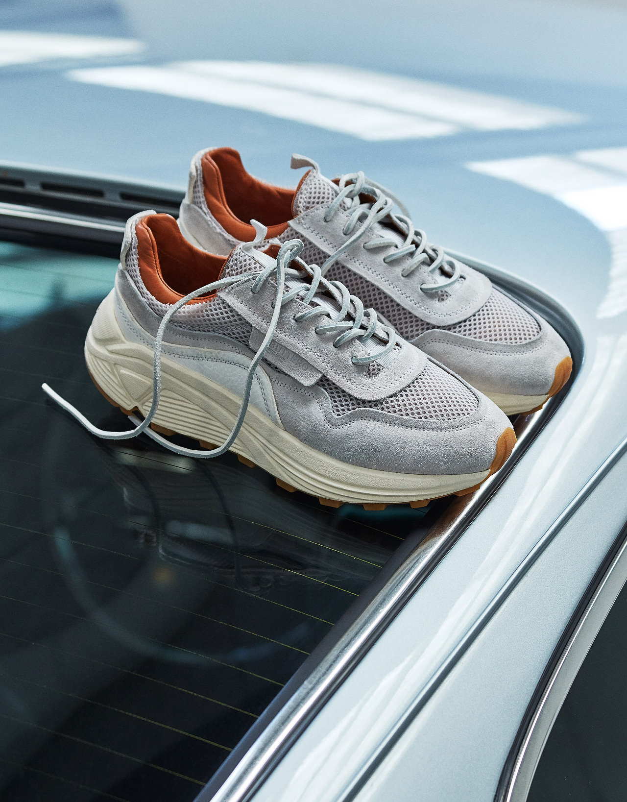 SNEAKER VINCI IN NYLON MESH E SUEDE BIANCO EFFETTO USED SNEAKER VINCI IN NYLON MESH E SUEDE BIANCO EFFETTO USED