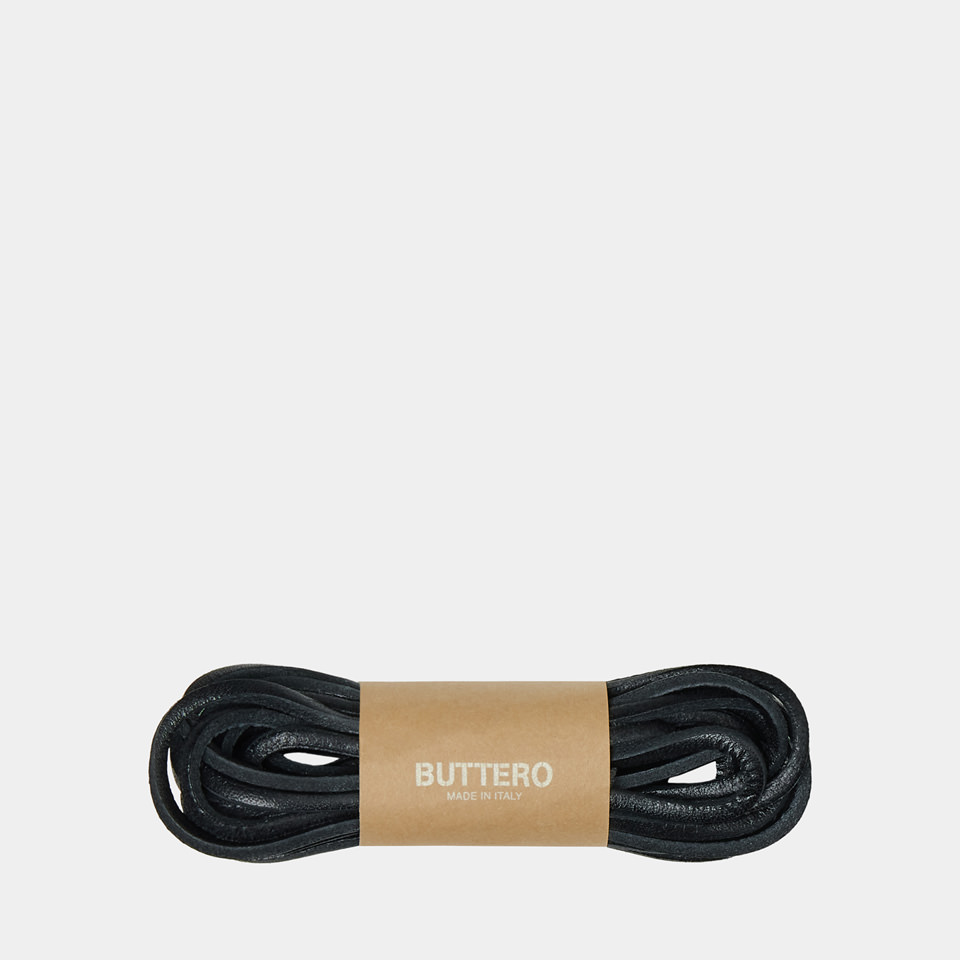 BUTTERO: LACET EN CUIR NOIR 