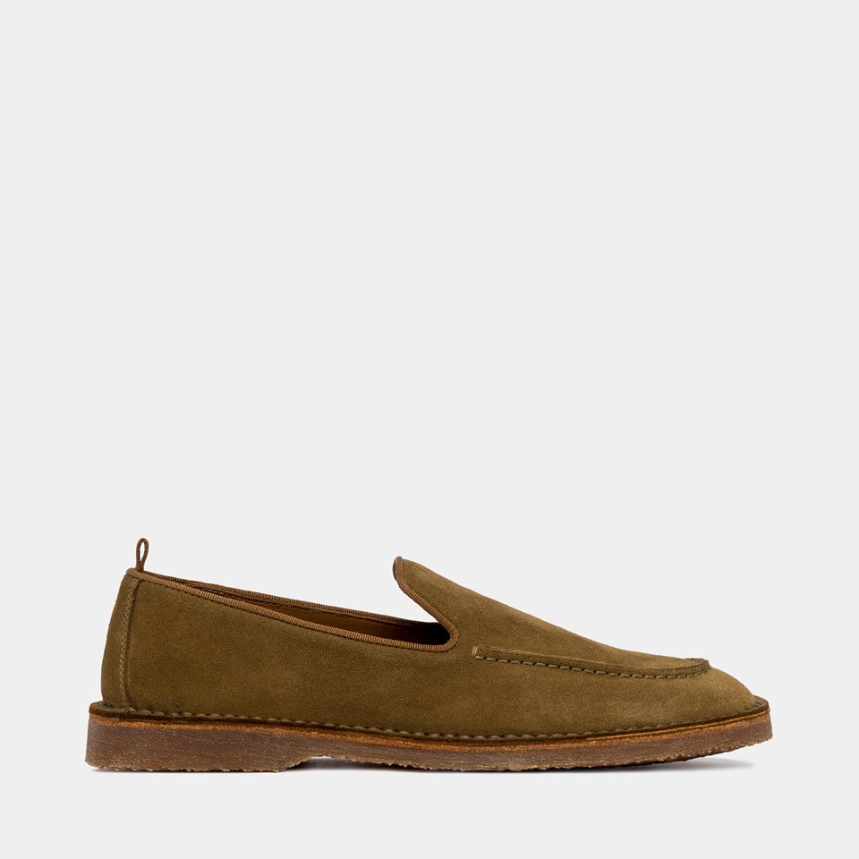 BUTTERO: ARGENTARIO LOAFER IN CURRY SUEDE