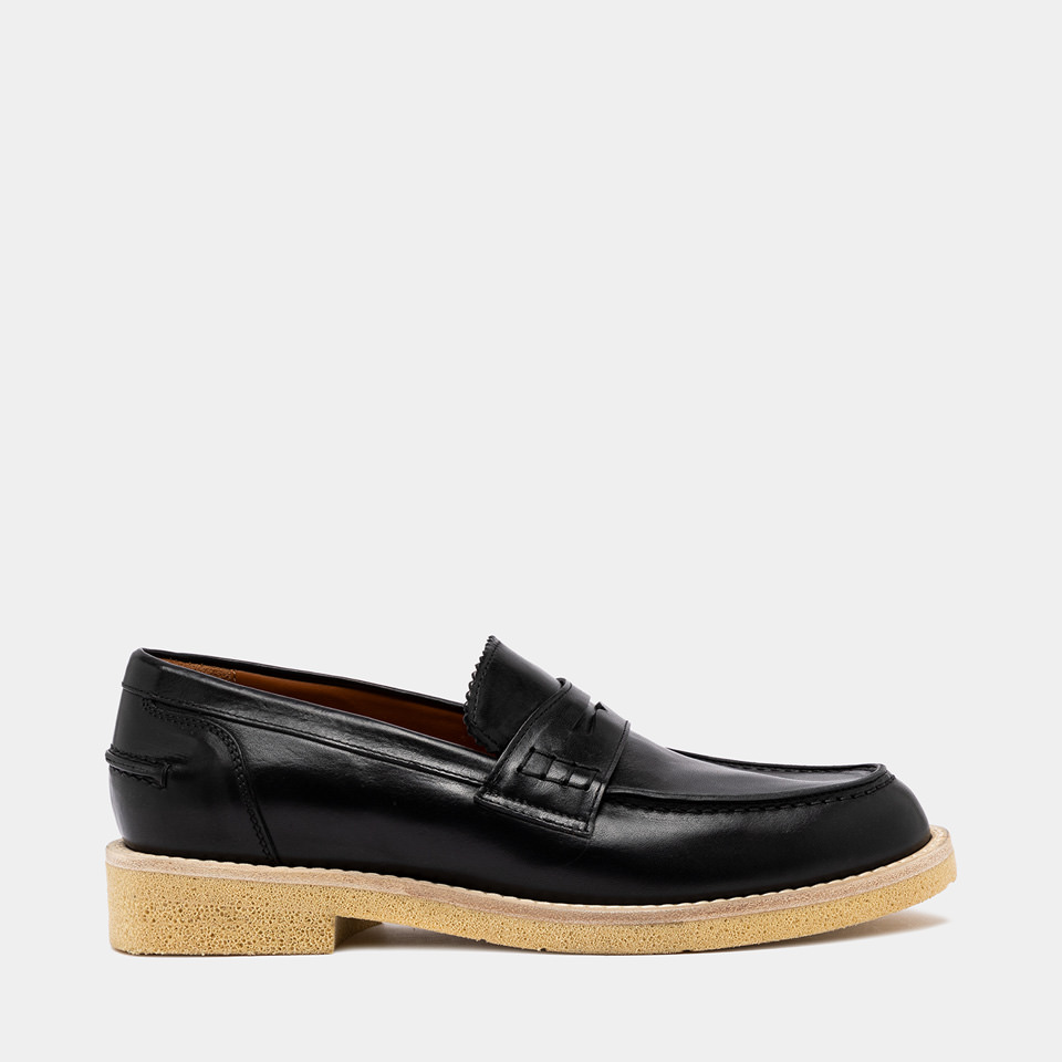 BUTTERO: DANTE LOAFER IN BLACK LEATHER