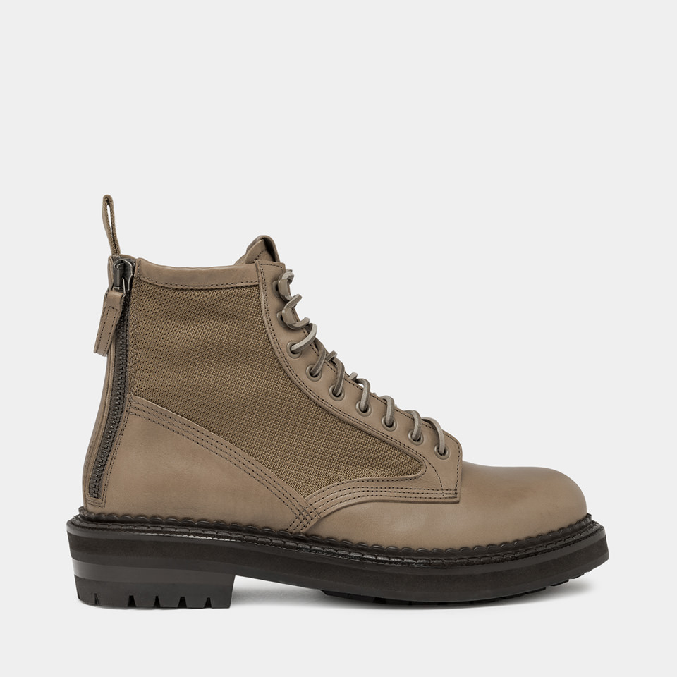 BUTTERO: ANPHIBIEN CARGO EN CUIR ET NYLON KHAKI