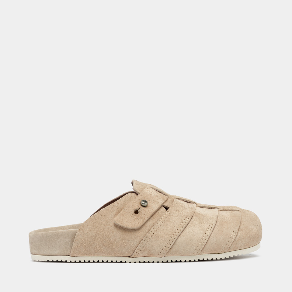 BUTTERO: SABOT GLAMPING IN SUEDE CAMEL