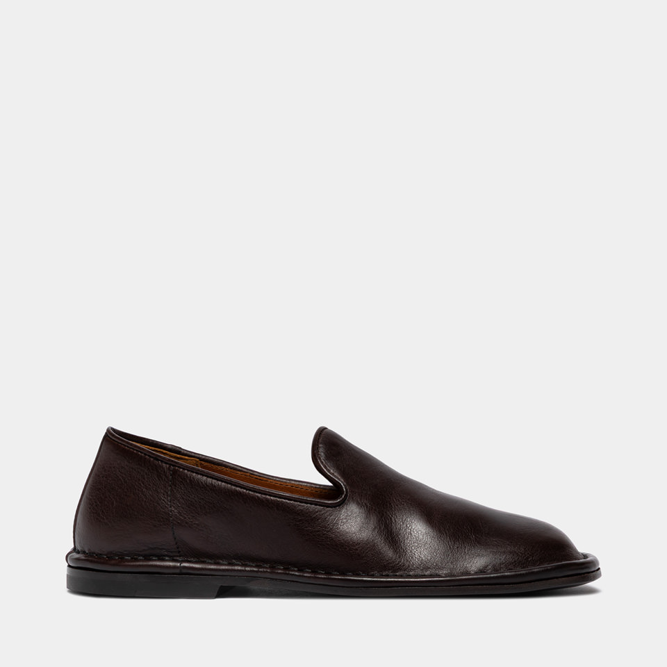 BUTTERO: ERCOLE SLIPPERS IN DARK BROWN LEATHER
