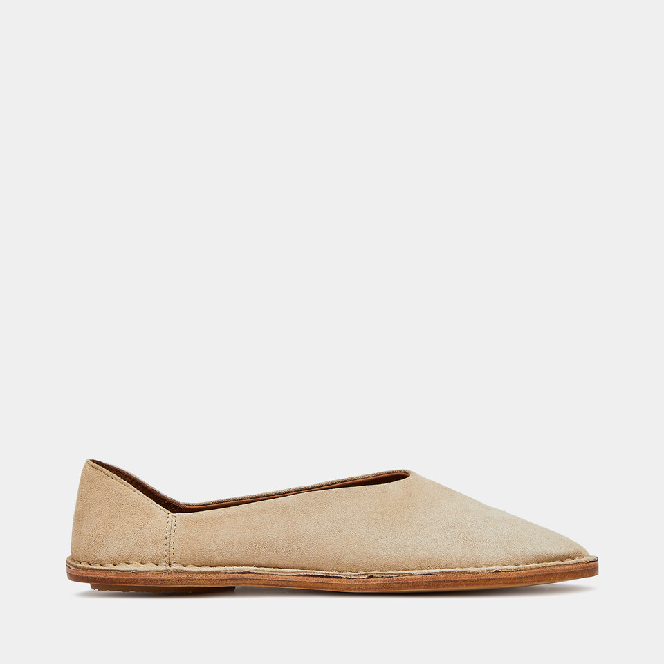 BUTTERO: RIVIERA SLIPPERS IN COOKIE BROWN SUEDE