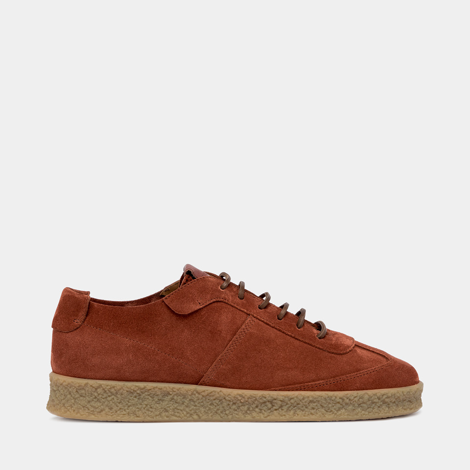 BUTTERO: CRESPO SNEAKERS IN RUST RED SUEDE