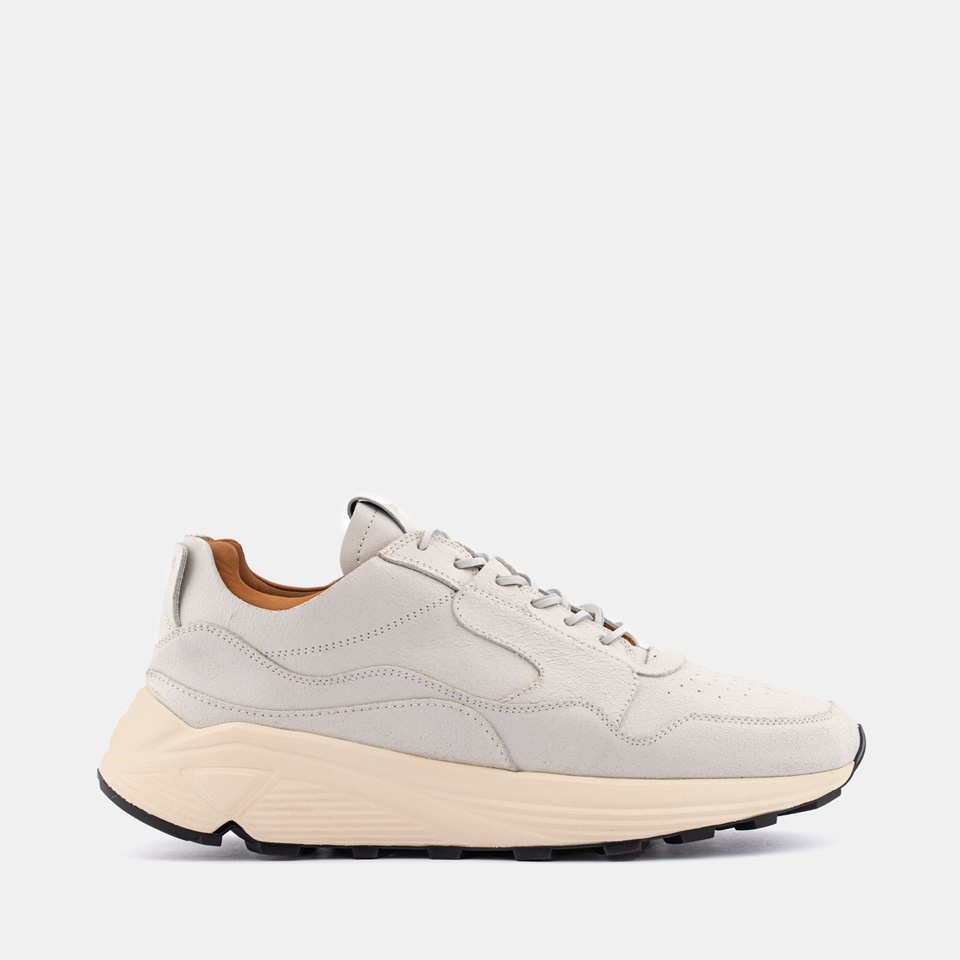 BUTTERO: SNEAKER VINCI IN PELLE BIANCHETTO EFFETTO CRACK BIANCO 