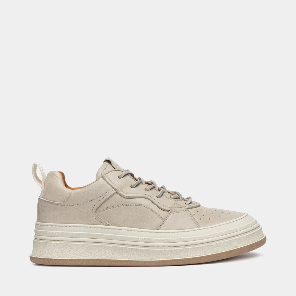BUTTERO: CIRCOLO SNEAKERS IN IVORY WHITE LEATHER