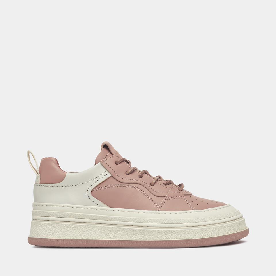 BUTTERO: CIRCOLO SNEAKERS IN ANTIQUE PINK LEATHER 