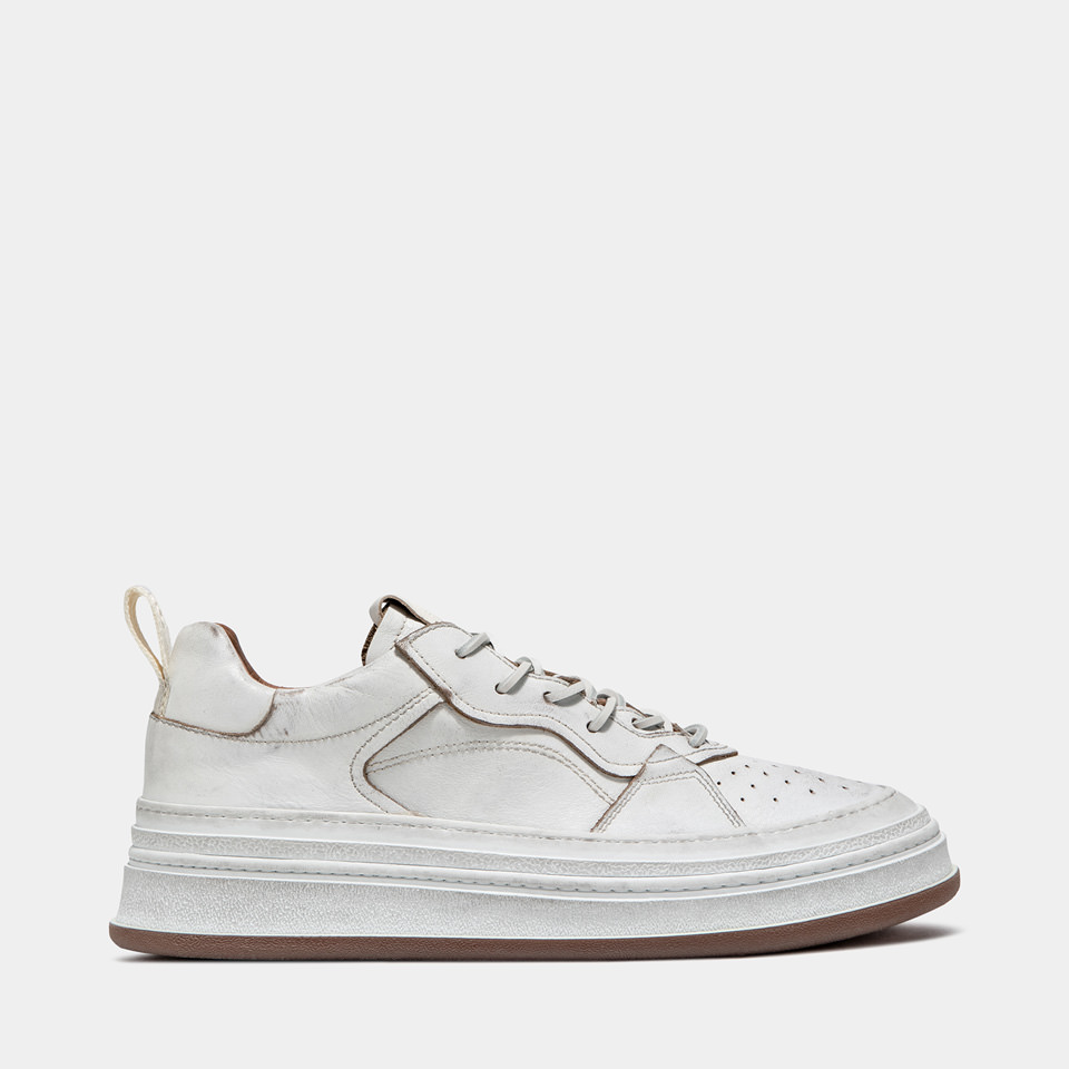 BUTTERO: SNEAKERS CIRCOLO IN PELLE USED BIANCO