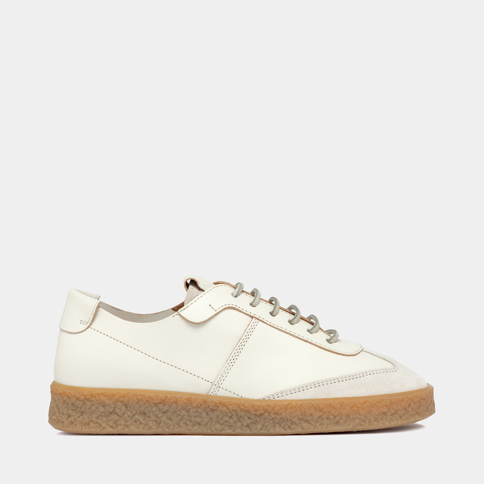 BUTTERO: SNEAKERS CRESPO IN PELLE BIANCO