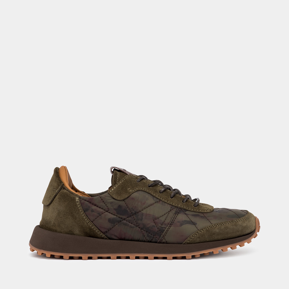 BUTTERO: BASKET FUTURA EN NYLON ET EN DAIM MILITAIRE