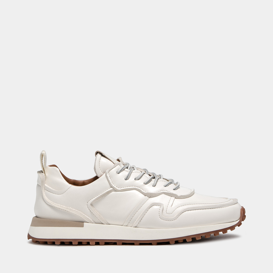 BUTTERO: FUTURA SNEAKER IN PADDED WHITE LEATHER