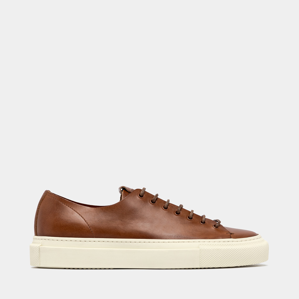 BUTTERO: SNEAKERS TANINO IN PELLE CUOIO