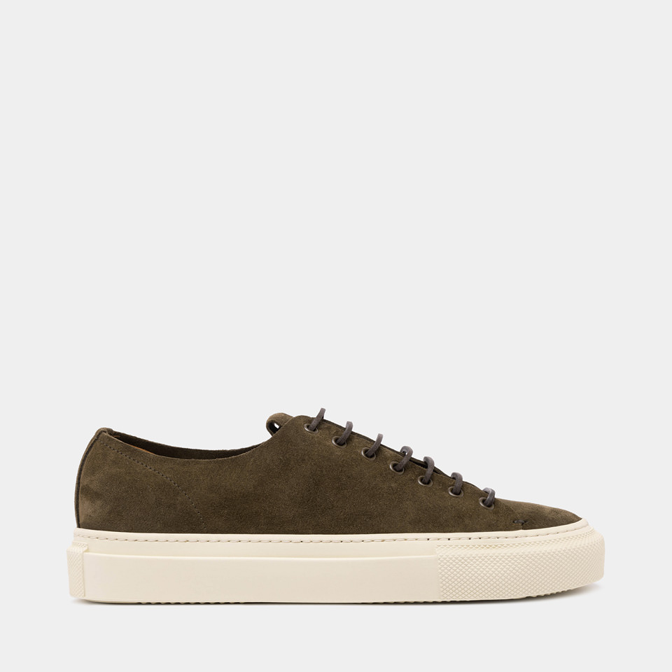 BUTTERO: SNEAKERS TANINO IN SUEDE MILITARE