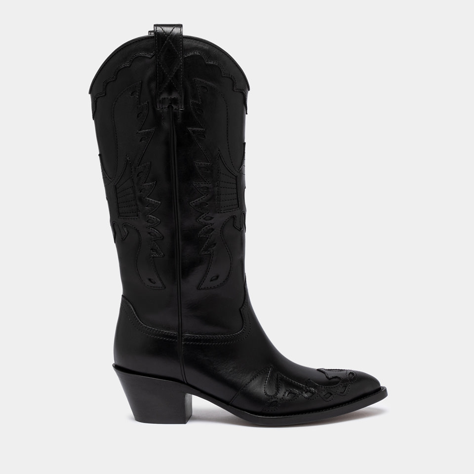 BUTTERO: ANNIE BOOTS IN BLACK LEATHER