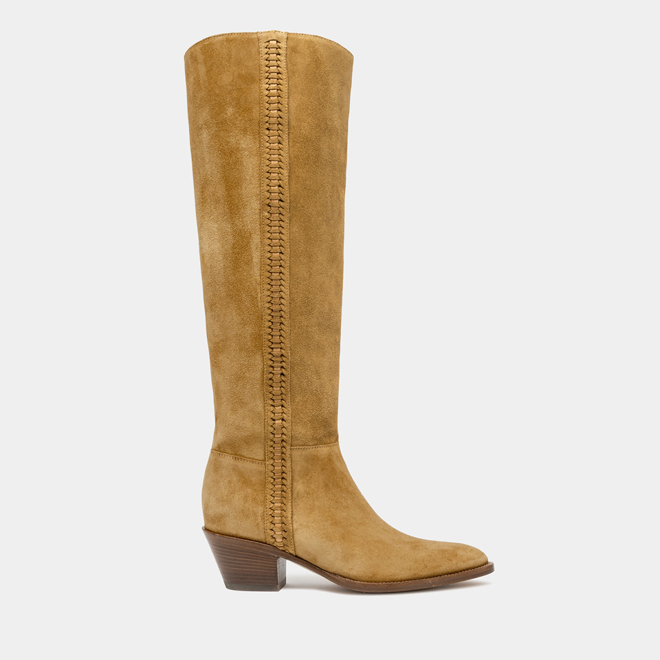 BUTTERO: BOTTE ANNIE EN DAIM CUIVRE