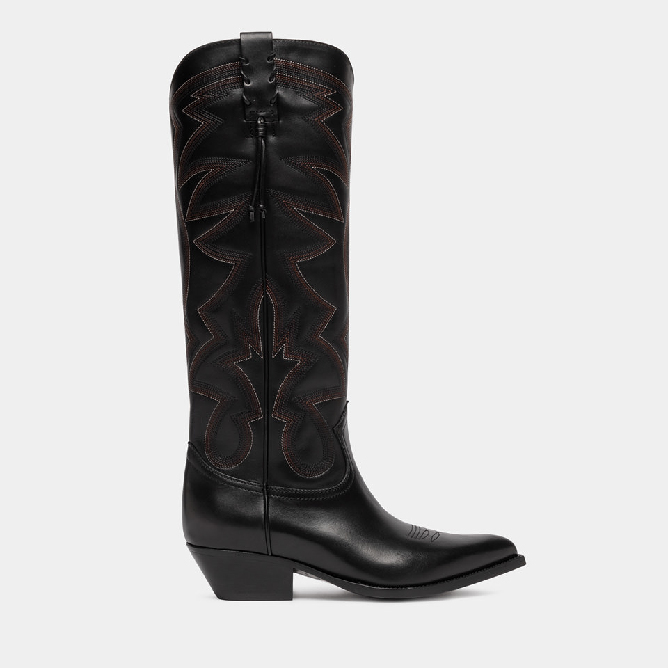 BUTTERO: FLEE BOOTS IN BLACK LEATHER