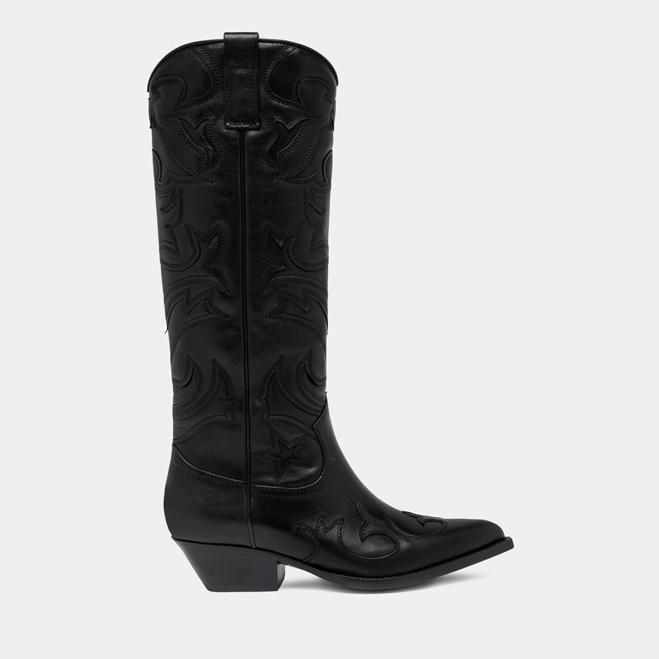 BUTTERO: FLEE BOOTS IN BLACK LEATHER