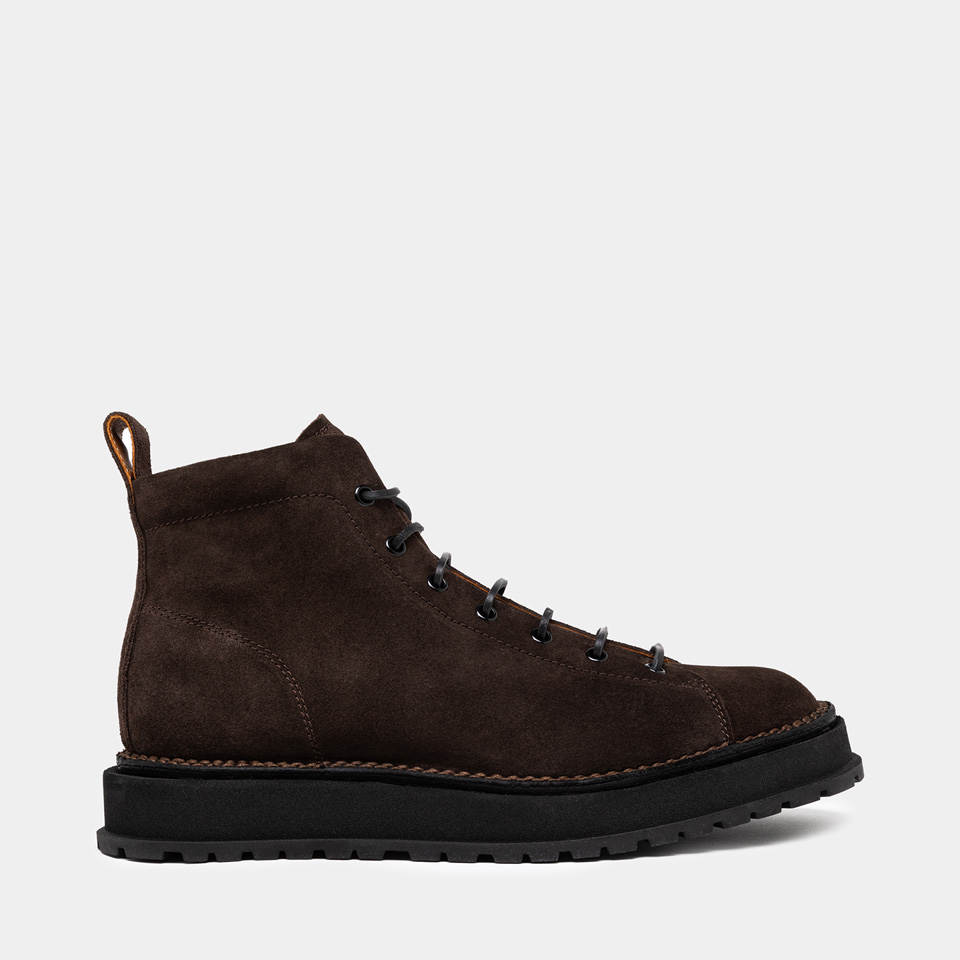 BUTTERO: AEDI BOOTS IN DARK BROWN SUEDE