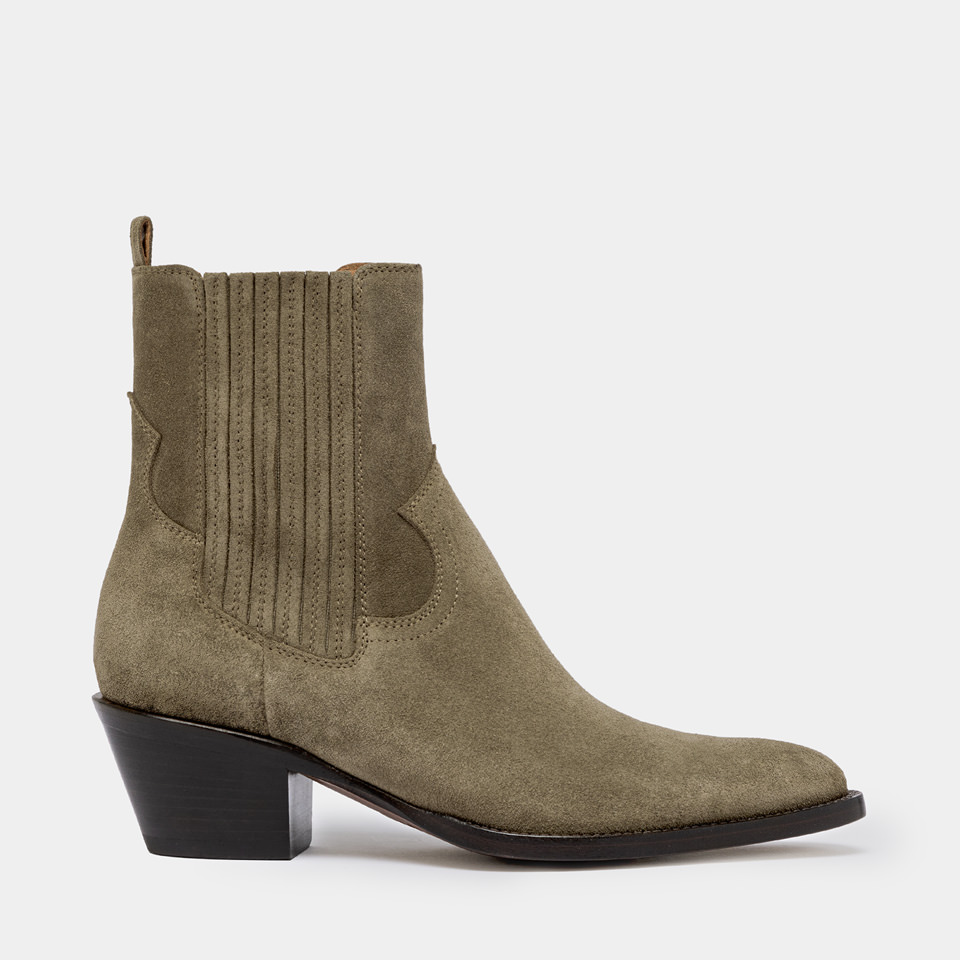BUTTERO: ANNIE ANKLE BOOTS IN FOREST SUEDE