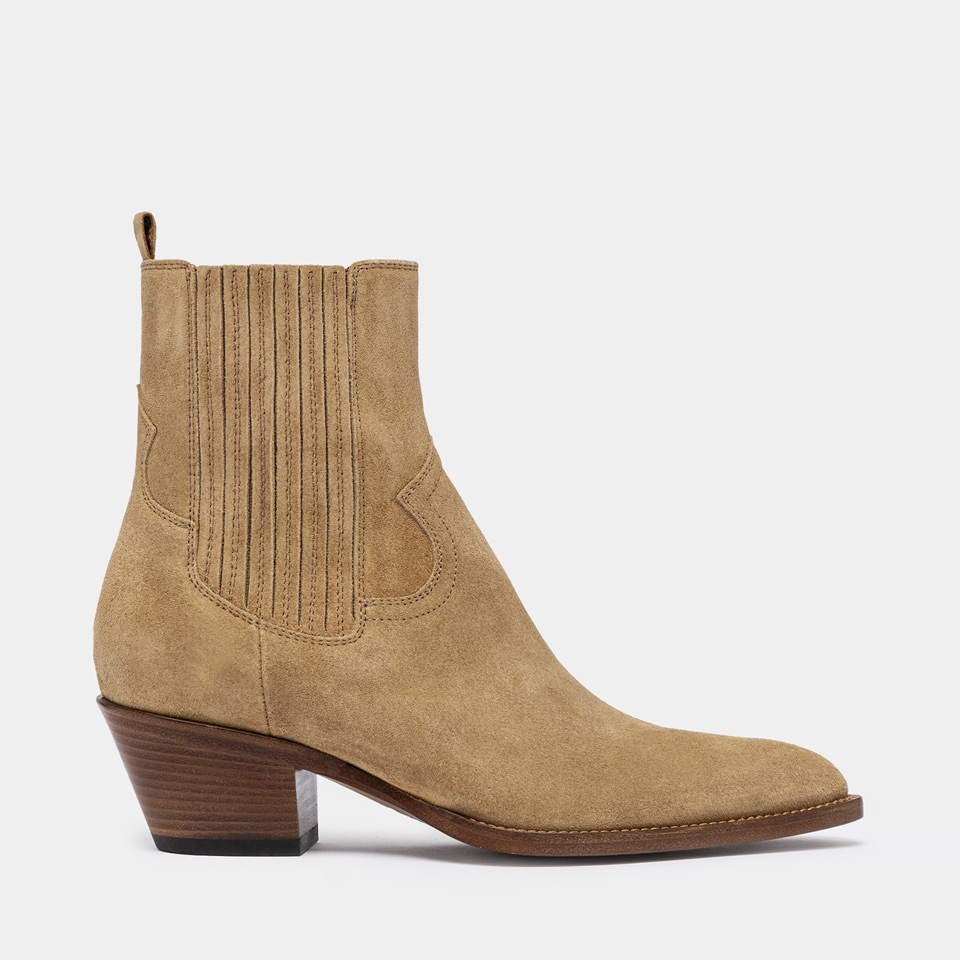 BUTTERO: ANNIE BOOTIES IN COPPER BROWN SUEDE