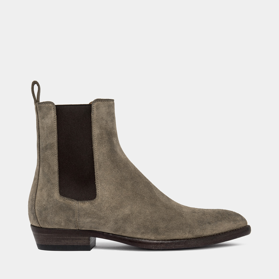 BUTTERO: FARGO ANKLE BOOTS IN LEAD GRAY SUEDE