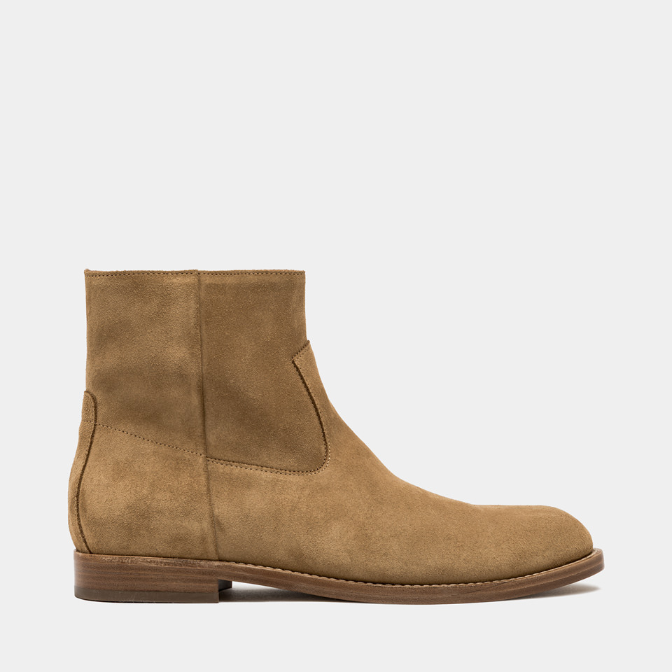 BUTTERO: FLOYD ANKLE BOOTS IN COPPER BROWN SUEDE