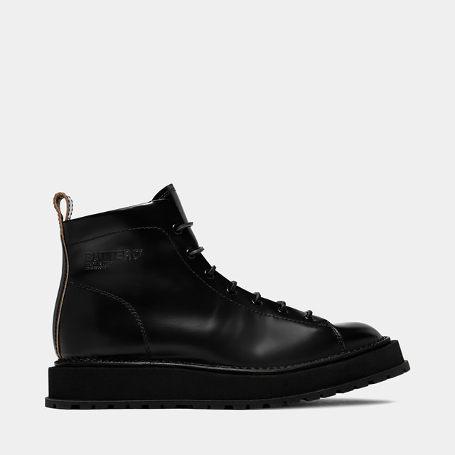 BUTTERO: AEDI COMMANDO BOOTS IN BRUSHED LEATHER COLOR BLACK (B9151ELBFA-UG1/01)