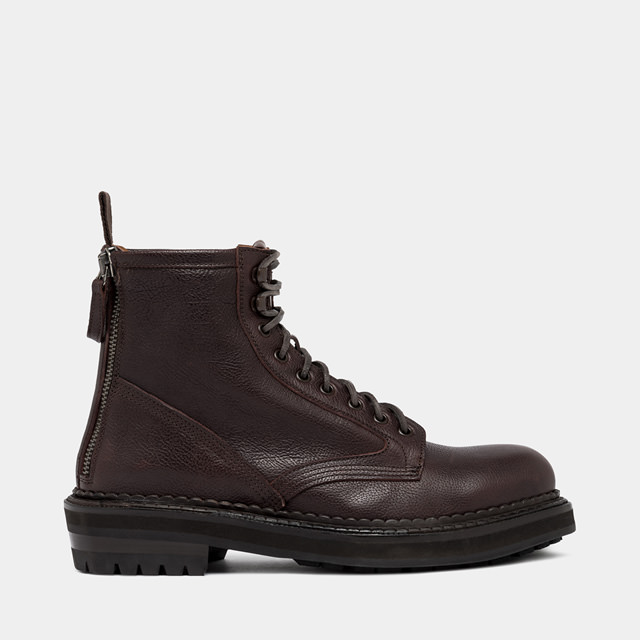BUTTERO CARGO COMMANDO BOOTS IN EBONY BLACK HAMMERED LEATHER