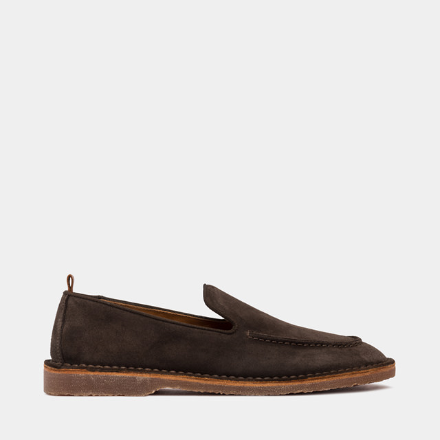 BUTTERO ARGENTARIO LOAFER IN COFFEE BROWN SUEDE