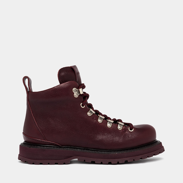 BUTTERO ALPI PEDULA-STYLE ANKLE BOOTS IN DARK CHILI HAMMERED LEATHER 