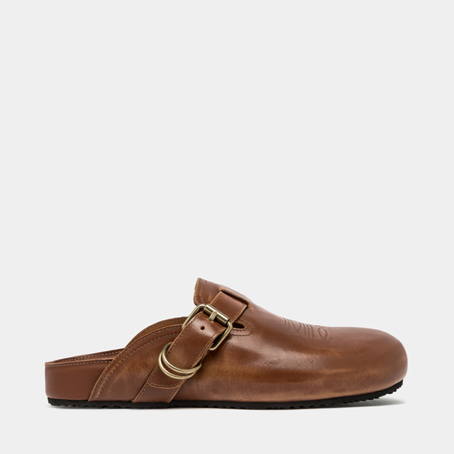 BUTTERO CORTONA MULES IN NATURAL COLOR LEATHER