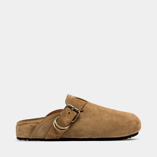 BUTTERO: CORTONA MULES IN COPPER BROWN SUEDE