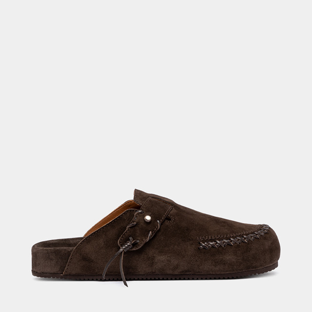 BUTTERO GLAMPING MULES IN DARK BROWN SUEDE