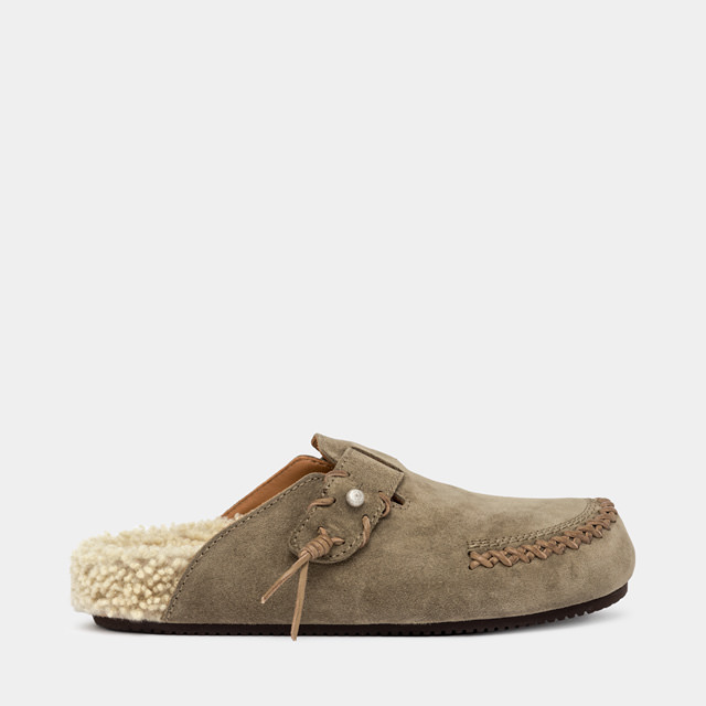 BUTTERO GLAMPING SABOT IN COCONUT BROWN SUEDE