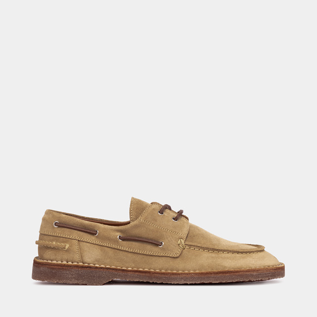 BUTTERO: SCARPA DA BARCA ARGENTARIO IN SUEDE SENAPE