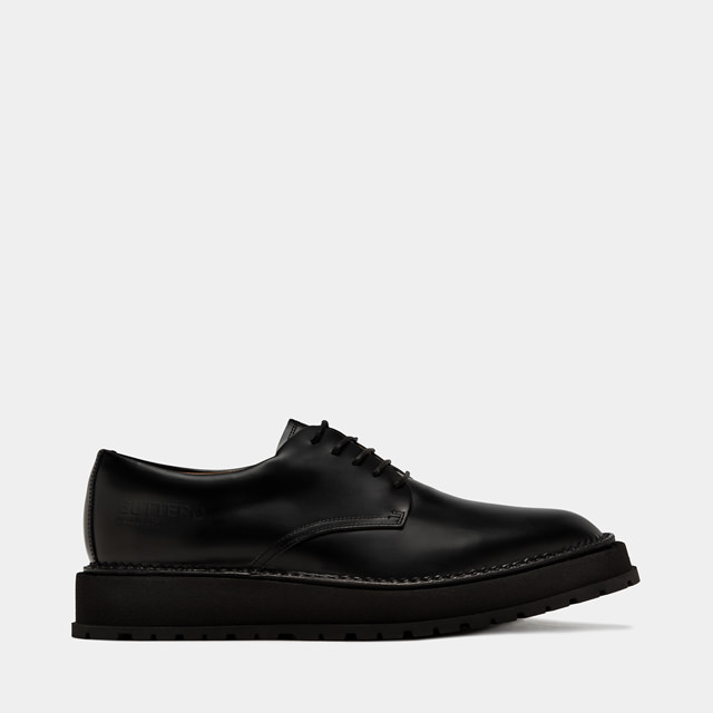 BUTTERO: AEDI DERBY SHOES IN BLACK BRUSHED LEATHER (B9150BOLO-UG1/01)