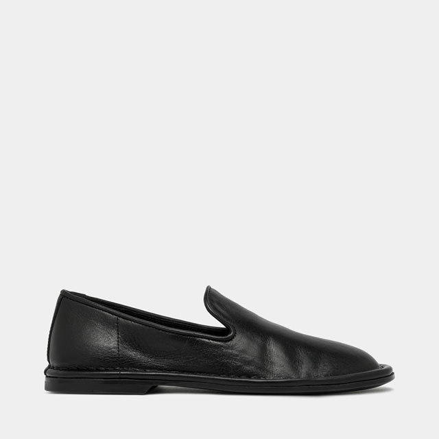 BUTTERO: ERCOLE SLIPPERS IN BLACK COLOR LEATHER