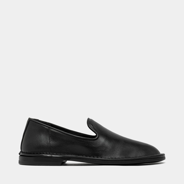 BUTTERO ERCOLE SLIPPERS IN BLACK COLOR LEATHER