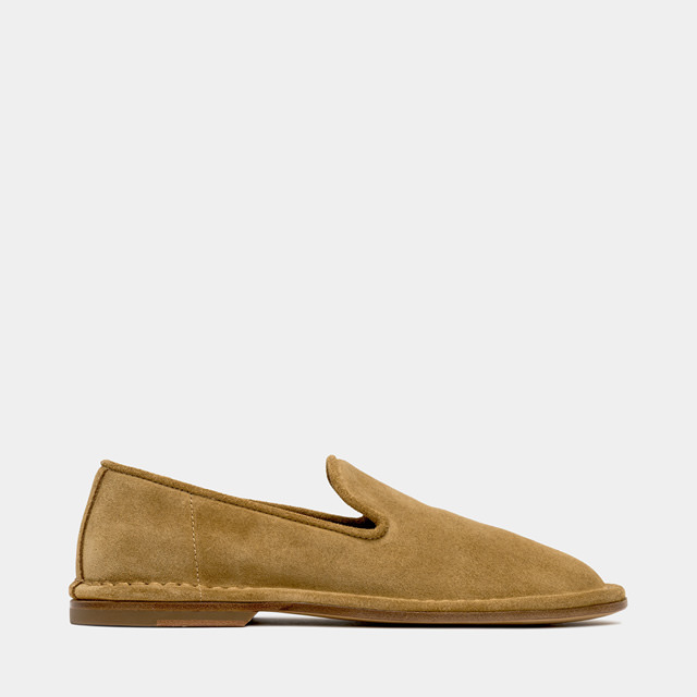 BUTTERO: ERCOLE SLIPPERS IN COPPER BROWN SUEDE