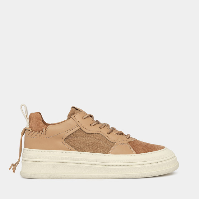 BUTTERO: CIRCOLO SNEAKERS IN SIENNA WOOL AND LEATHER 