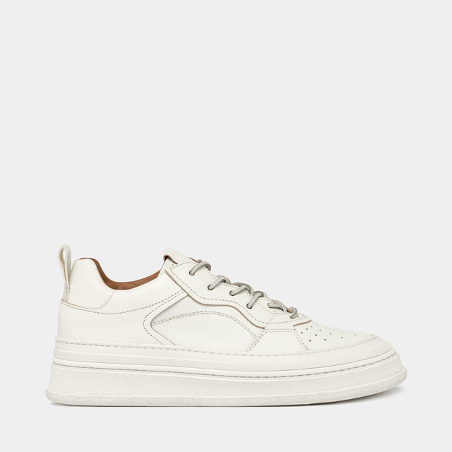 BUTTERO: SNEAKERS CIRCOLO IN PELLE BIANCO