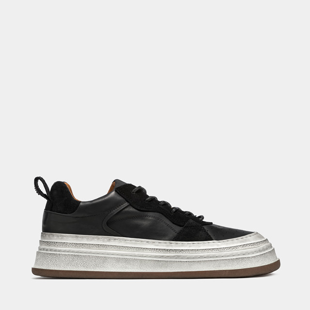 BUTTERO: CIRCOLO IN BLACK LEATHER AND SUEDE (B9501VARA-UG1/A)