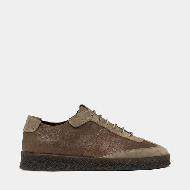 BUTTERO CRESPO SNEAKERS IN STONE GRAY HAMMERED LEATHER