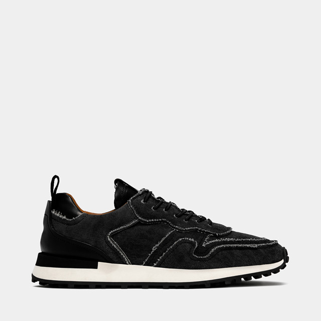 BUTTERO: FUTURA SNEAKERS IN PADDED BLACK CANVAS (B9731VARB-UG1/B)