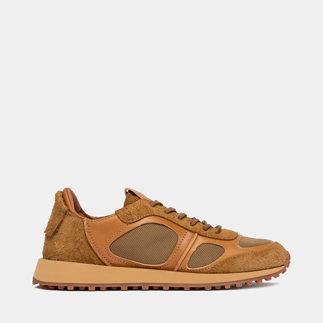 BUTTERO: SNEAKERS FUTURA IN SUEDE SPAZZOLATO E NYLON CURRY
