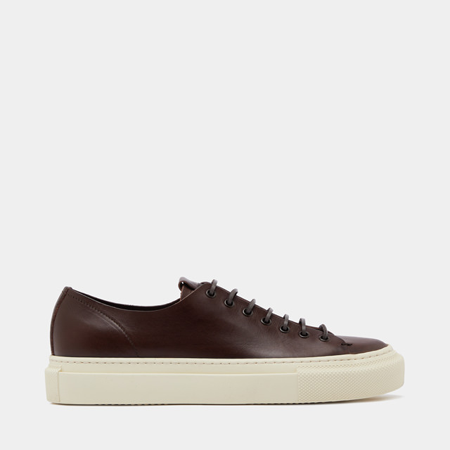 BUTTERO: TANINO SNEAKERS IN EBONY LEATHER