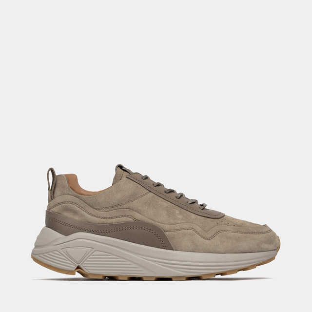 BUTTERO VINCI SNEAKERS IN KHAKI LEATHER AND SUEDE