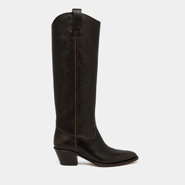 BUTTERO ANNIE BOOTS IN AGED WALNUT BROWN NATURAL LEATHER