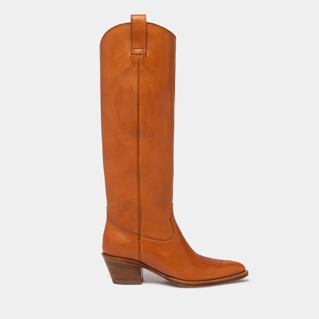BUTTERO: ANNIE BOOTS IN NATURAL LEATHER COLOR HONEY